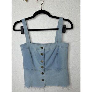 Nomad The Label Top Small Womens Shirt Chambray Denim Button Front Tank 1C